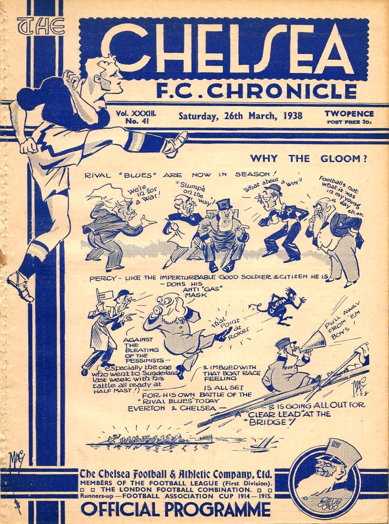 programme cover for Chelsea v Everton, Saturday, 26th Mar 1938