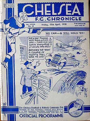 programme cover for Chelsea v Preston North End, Friday, 15th Apr 1938