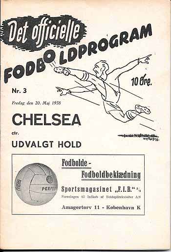 programme cover for UDV Dansk v Chelsea, Friday, 20th May 1938
