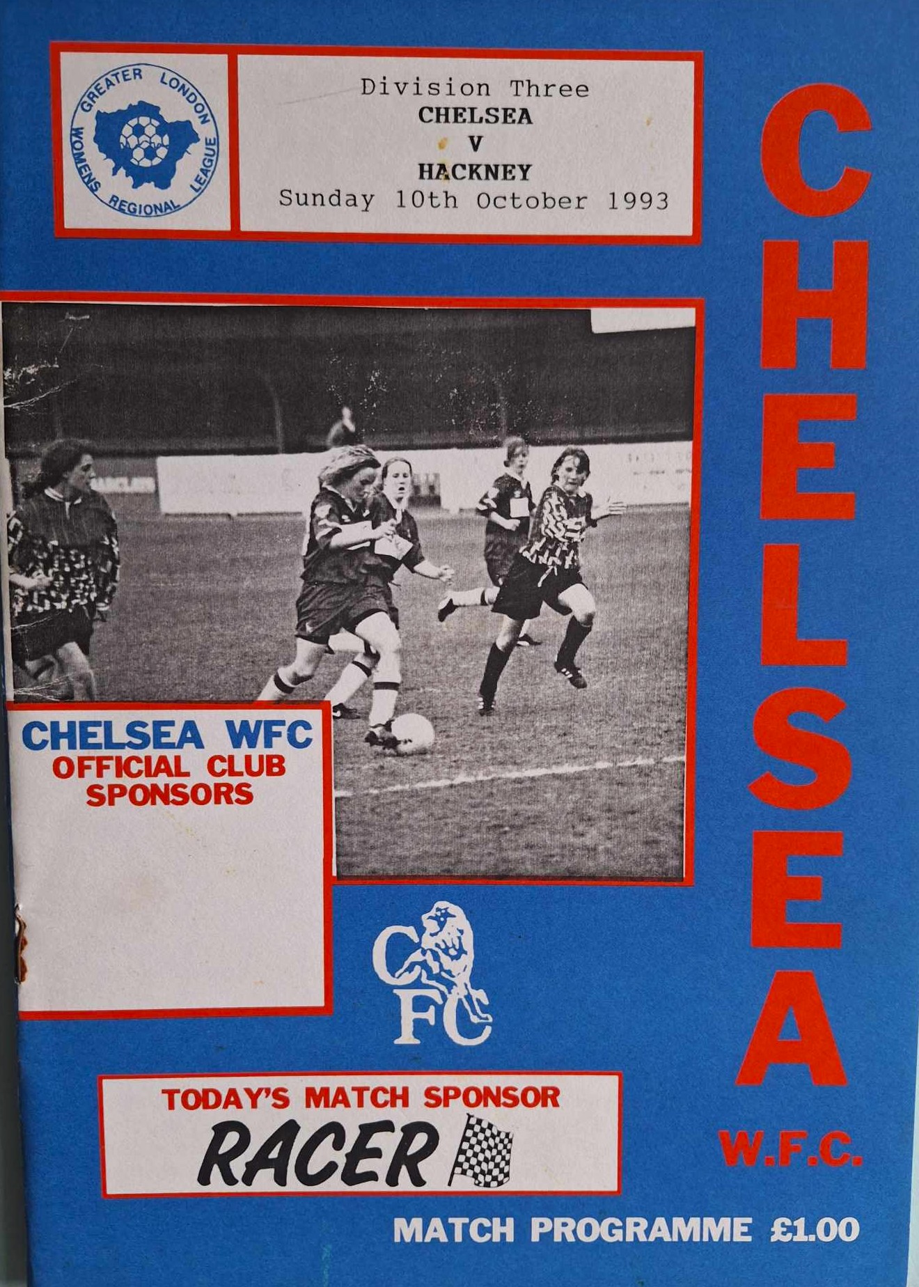 programme cover for Chelsea v Hackney B, Sunday, 10th Oct 1993