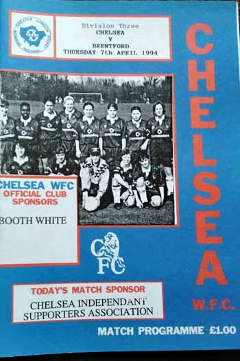 programme cover for Chelsea v Brentford B, Thursday, 7th Apr 1994