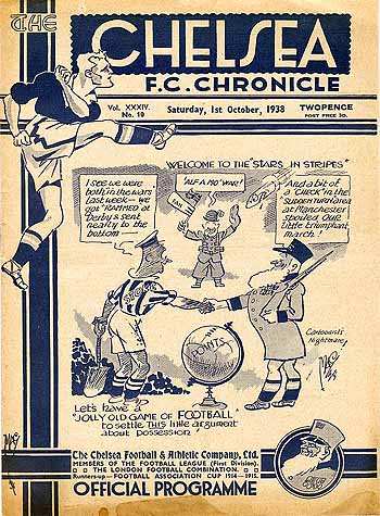 programme cover for Chelsea v Stoke City, Saturday, 1st Oct 1938
