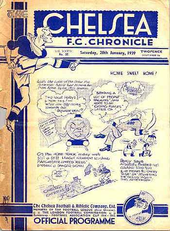 programme cover for Chelsea v Manchester United, Saturday, 28th Jan 1939