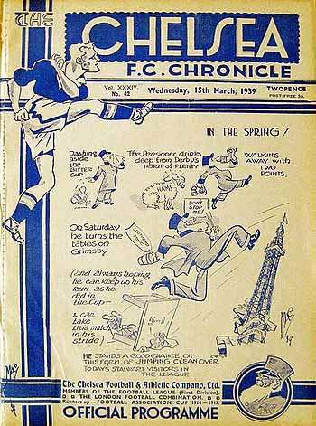 programme cover for Chelsea v Blackpool, Wednesday, 15th Mar 1939