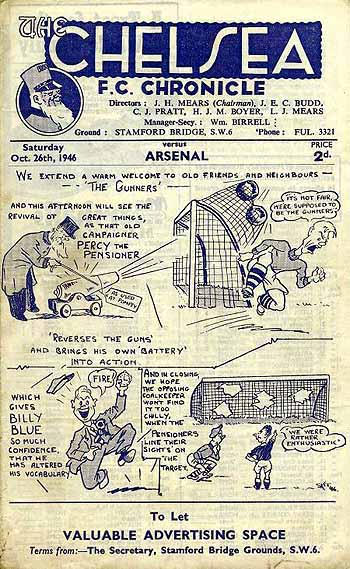 programme cover for Chelsea v Arsenal, Saturday, 26th Oct 1946