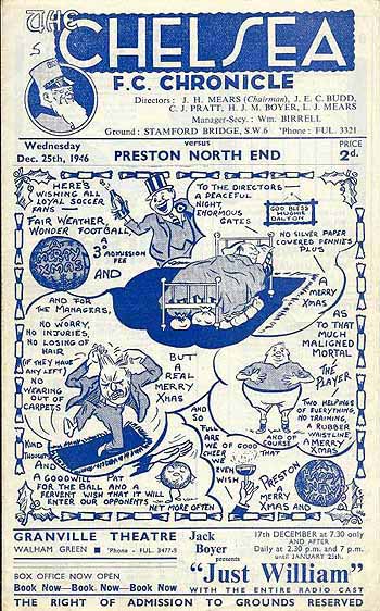 programme cover for Chelsea v Preston North End, Wednesday, 25th Dec 1946
