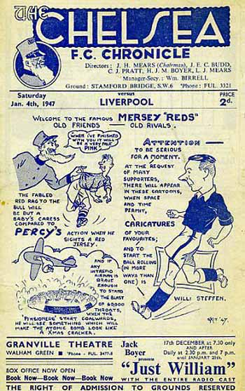 programme cover for Chelsea v Liverpool, 4th Jan 1947