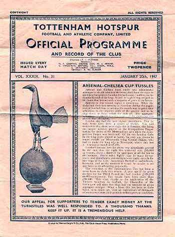 programme cover for Arsenal v Chelsea, Monday, 20th Jan 1947