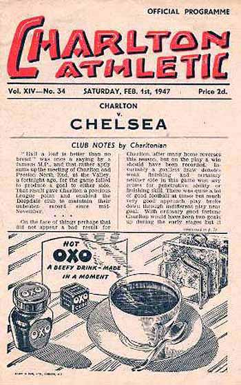 programme cover for Charlton Athletic v Chelsea, Saturday, 1st Feb 1947