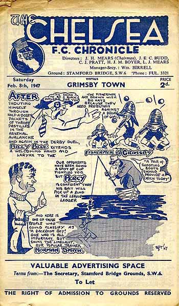 programme cover for Chelsea v Grimsby Town, Saturday, 8th Feb 1947