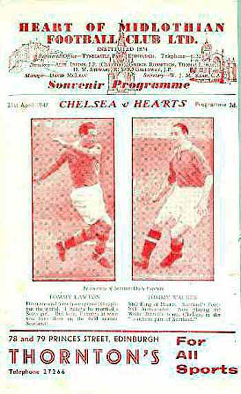 programme cover for Heart Of Midlothian v Chelsea, 21st Apr 1947