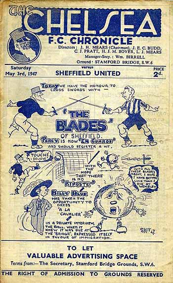 programme cover for Chelsea v Sheffield United, Saturday, 3rd May 1947