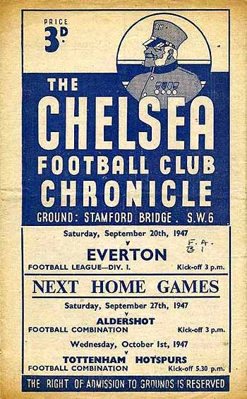 programme cover for Chelsea v Everton, Saturday, 20th Sep 1947