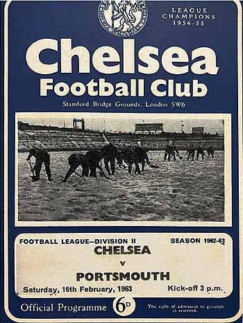 programme cover for Chelsea v Portsmouth, Saturday, 16th Feb 1963