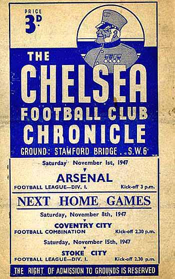 programme cover for Chelsea v Arsenal, Saturday, 1st Nov 1947