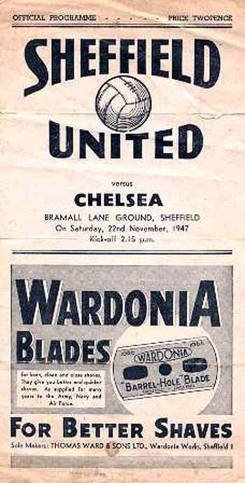 programme cover for Sheffield United v Chelsea, Saturday, 22nd Nov 1947