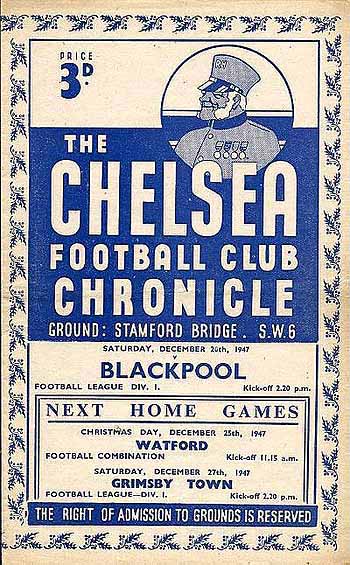 programme cover for Chelsea v Blackpool, Saturday, 20th Dec 1947
