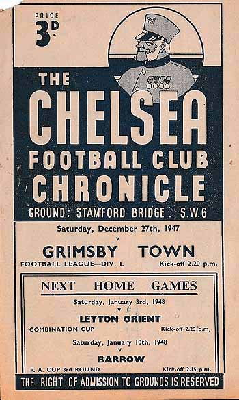 programme cover for Chelsea v Grimsby Town, Saturday, 27th Dec 1947