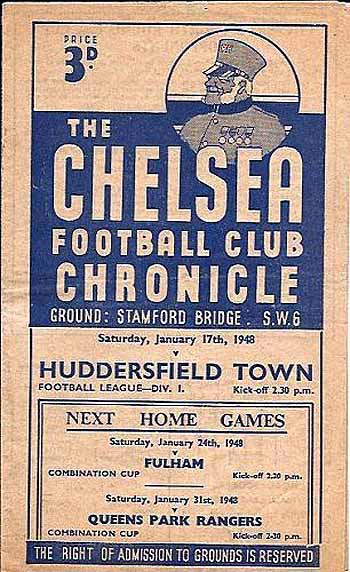 programme cover for Chelsea v Huddersfield Town, Saturday, 17th Jan 1948