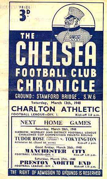 programme cover for Chelsea v Charlton Athletic, Saturday, 13th Mar 1948