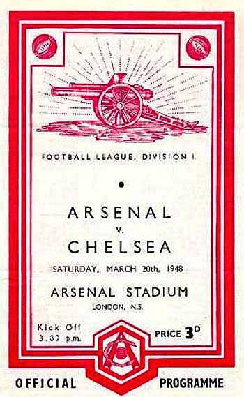 programme cover for Arsenal v Chelsea, Saturday, 20th Mar 1948