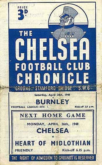programme cover for Chelsea v Burnley, Saturday, 24th Apr 1948