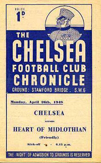 programme cover for Chelsea v Heart Of Midlothian, Monday, 26th Apr 1948