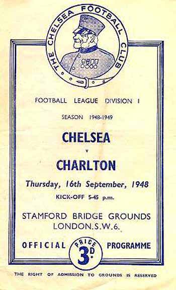 programme cover for Chelsea v Charlton Athletic, Thursday, 16th Sep 1948