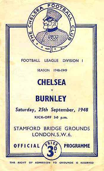 programme cover for Chelsea v Burnley, Saturday, 25th Sep 1948