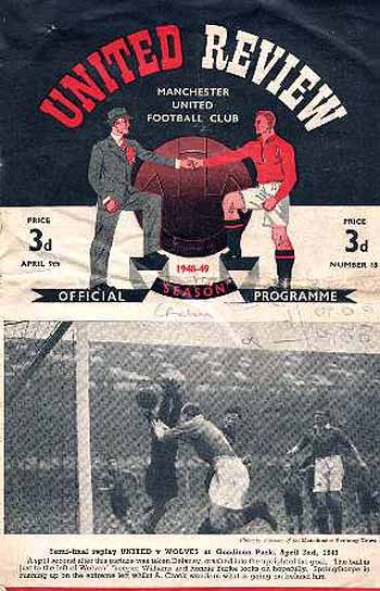 programme cover for Manchester United v Chelsea, Saturday, 9th Apr 1949
