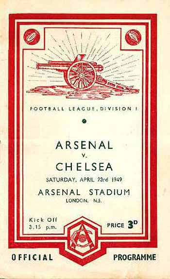 programme cover for Arsenal v Chelsea, Saturday, 23rd Apr 1949