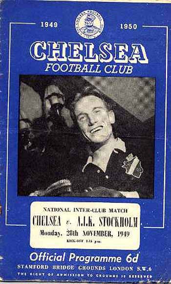 programme cover for Chelsea v AIK, 28th Nov 1949
