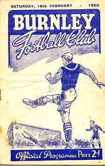 programme cover for Burnley v Chelsea, Saturday, 18th Feb 1950