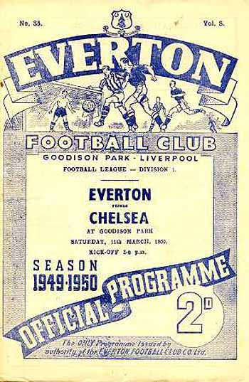 programme cover for Everton v Chelsea, Saturday, 11th Mar 1950