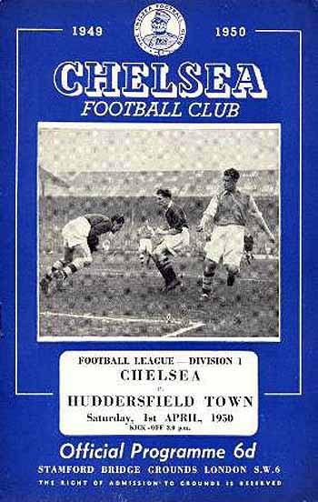 programme cover for Chelsea v Huddersfield Town, Saturday, 1st Apr 1950