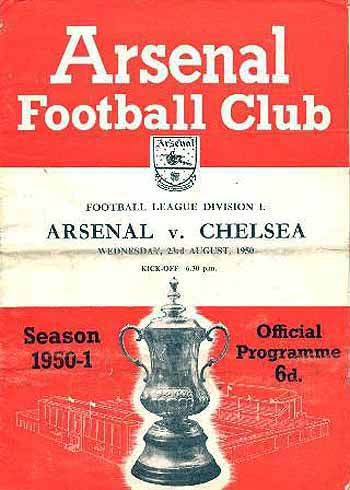 programme cover for Arsenal v Chelsea, Wednesday, 23rd Aug 1950