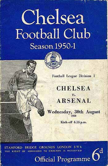 programme cover for Chelsea v Arsenal, Wednesday, 30th Aug 1950