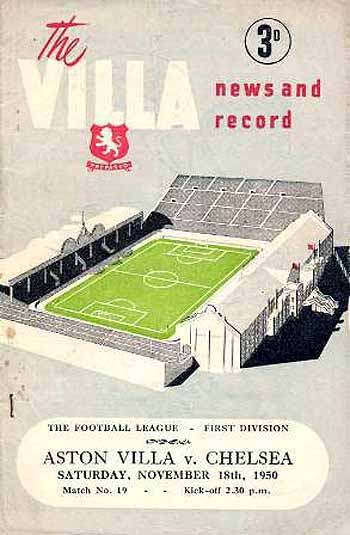 programme cover for Aston Villa v Chelsea, Saturday, 18th Nov 1950