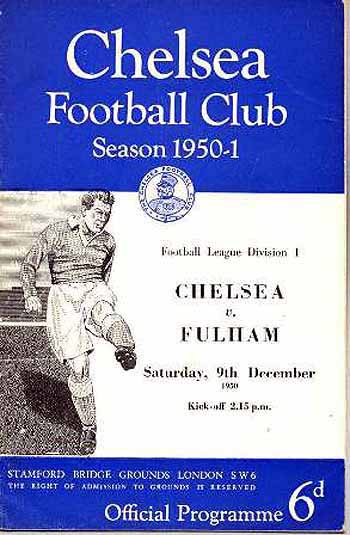 programme cover for Chelsea v Fulham, Saturday, 9th Dec 1950
