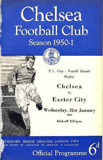 programme cover for Chelsea v Exeter City, Wednesday, 31st Jan 1951