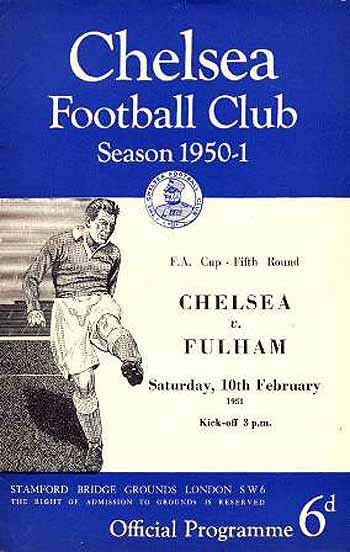 programme cover for Chelsea v Fulham, Saturday, 10th Feb 1951