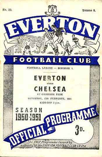 programme cover for Everton v Chelsea, Saturday, 17th Feb 1951
