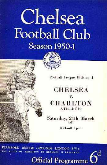 programme cover for Chelsea v Charlton Athletic, Saturday, 24th Mar 1951