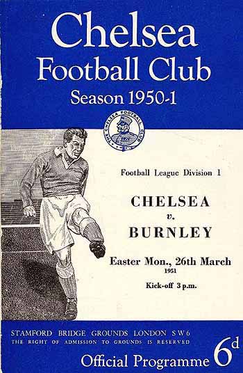 programme cover for Chelsea v Burnley, Monday, 26th Mar 1951