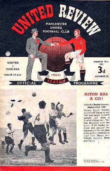 programme cover for Manchester United v Chelsea, Saturday, 31st Mar 1951