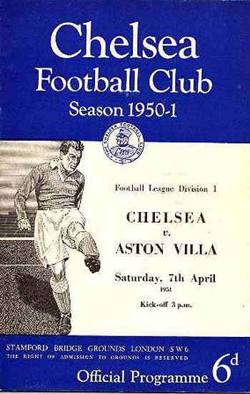 programme cover for Chelsea v Aston Villa, Saturday, 7th Apr 1951