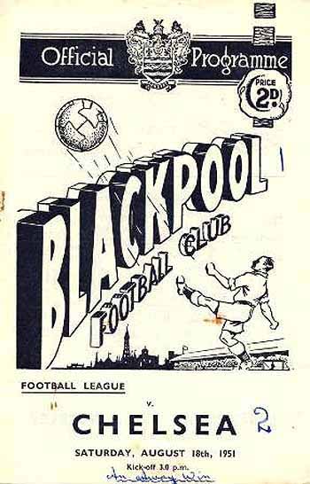 programme cover for Blackpool v Chelsea, Saturday, 18th Aug 1951