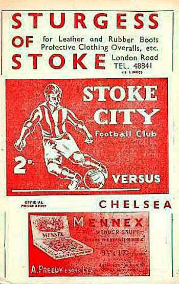 programme cover for Stoke City v Chelsea, Saturday, 3rd Nov 1951