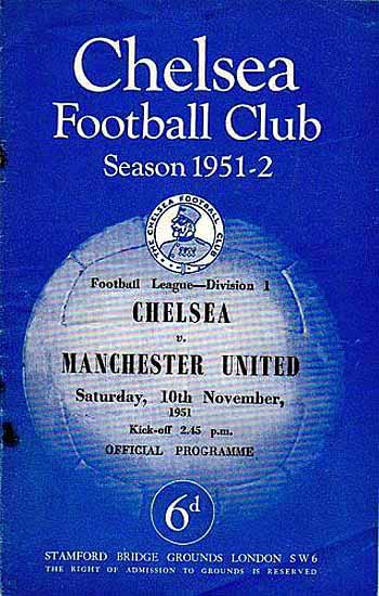 programme cover for Chelsea v Manchester United, Saturday, 10th Nov 1951