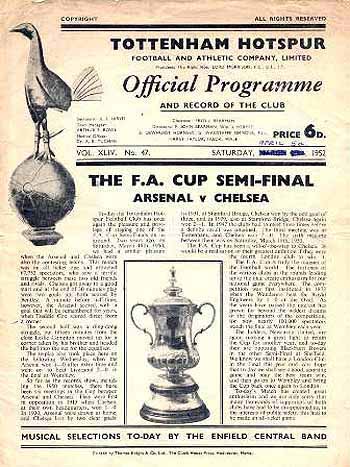 programme cover for Tottenham Hotspur v Chelsea, Saturday, 17th Nov 1951